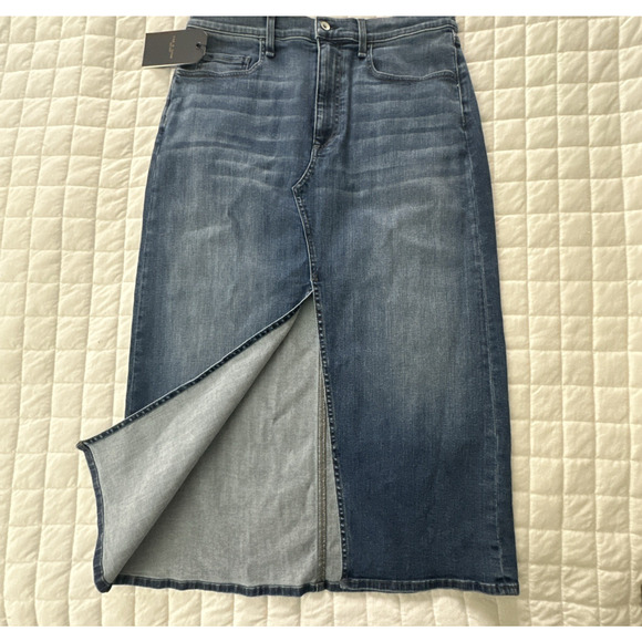 Rag & Bone Skirt Womens 34 Denim Clare Midi Front Slit Medium Wash Casual Boho - Picture 4 of 12